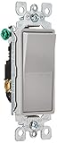 Leviton 15 Amp, 120/277 Volt, Decora Rocker 3-Way AC Quiet Switch, Residential Grade, Grounding, 5603-2GY, Gray