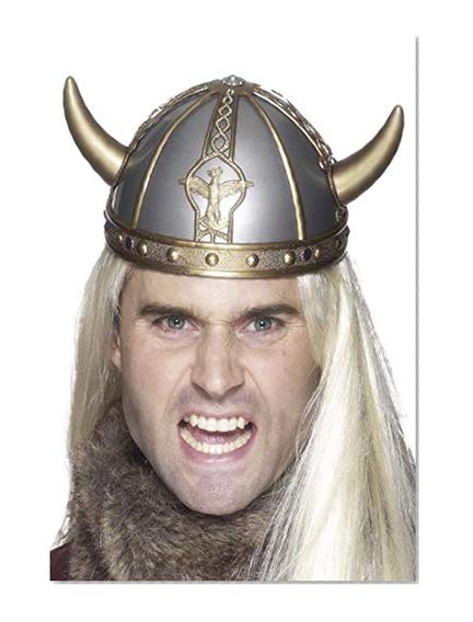 Smiffys 20102 Déguisement Adulte Casque de Viking, Argenté, Taille Unique