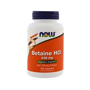 NOW Supplements, Betaine HCl 648 mg, Vegetarian Formula, 120 Veg Capsules