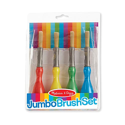 Book Cover Melissa & Doug Jumbo Paint Brush Set (Arts & Crafts, Easy-to-Grip Handles, Ideal for Beginners, Handy Storage Pouch, Great Gift for Girls and Boys - Best for 2, 3, and 4 Year Olds)