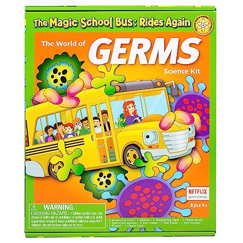 Book Cover The Magic School Bus Rides Again: The World of Germs By Horizon Group USA, Homeschool STEM Kits For Kids, Includes Hands-On Educational Manual, Magnifying Glass, Petri Dish, Test Tubes & More, Multi