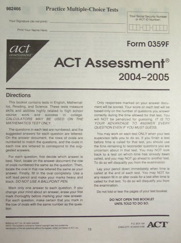 ACT Assessment (Form 0359F)