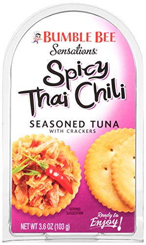 Book Cover BUMBLE BEE Sensations Spicy Thai Chili Seasoned Tuna with Crackers, Tuna Snack Kit, High Protein Food, Gluten Free Food, High Protein Snacks, Canned Food, Bulk Snacks, 3.6 Ounce Packages (Pack of 12)