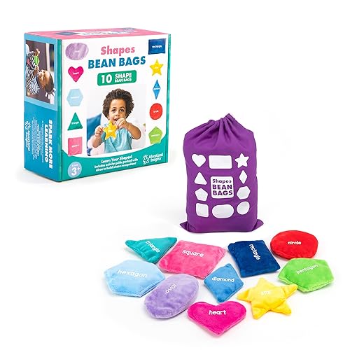 Educational Insights Shapes Beanbags for Playroom, Classroom, Set of 8
