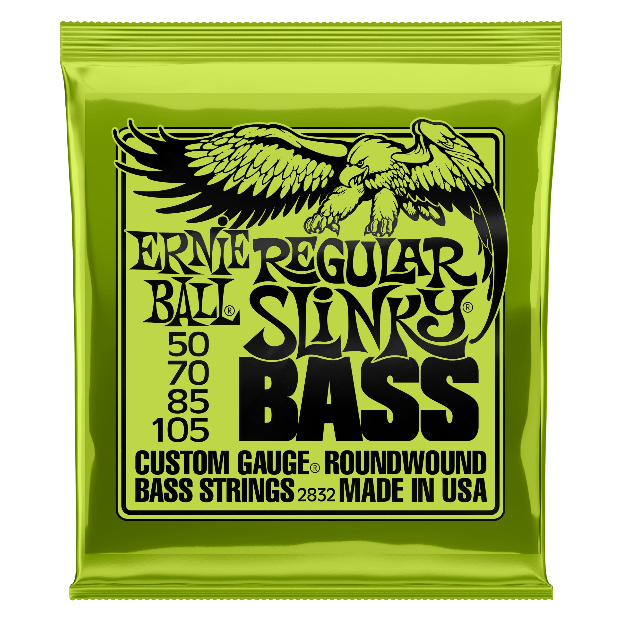 Book Cover Ernie Ball Regular Slinky Nickel Wound Bass Guitar Strings, 50-105 Gauge (P02832) Regular (50-105) 4-String Bass Set