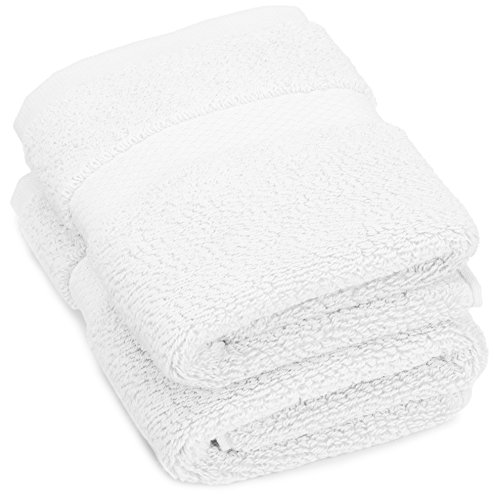 Book Cover Pinzon Heavyweight Luxury Cotton Washcloths - Set of 2, 12 x 12 Inch, White