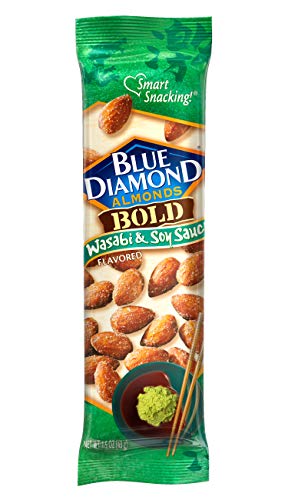 Book Cover Blue Diamond Almonds Wasabi & Soy Flavored Snack Nuts, Single Serve Bags (1.5 oz, Pack of 12)