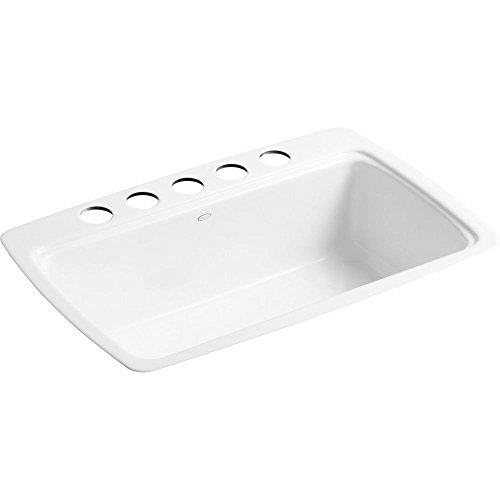Kohler K-5864-5U-0 Cape Dory Undercounter Kitchen Sink, White