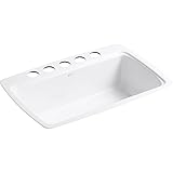 KOHLER 5864-5U-0 Cape Dory® 33" 1-Bowl Undermount Kitchen Sink, 5-Hole, Single Bowl Kitchen Sinks, K-5864-5U-0, White
