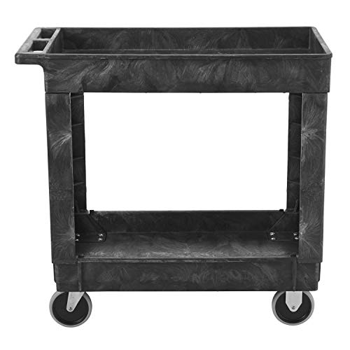 Book Cover Rubbermaid Commercial Products Service/Utility Cart, Two-Shelf, 300 lb capactiy, Black (FG9T6600BLA)