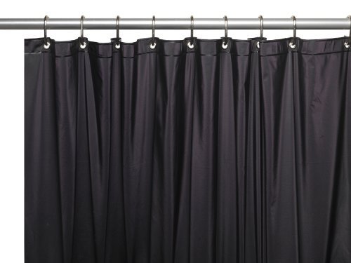 Book Cover Carnation Home Fashions 3-Gauge Vinyl Shower Curtain Liner with Metal Grommets, Black