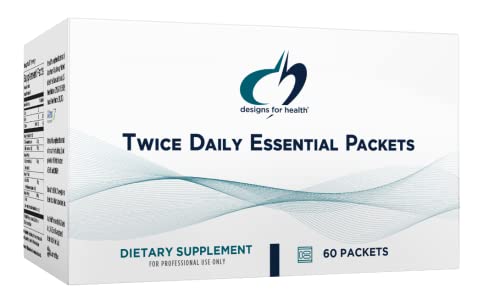 Designs for Health Twice Daily Essential Packets - Daily Multivitamin Packs with Immune Support Vitamins Vitamin D + Zinc - Calcium + Magnesium Capsules - OmegAvail Fish Oil (60 Individual Packets)