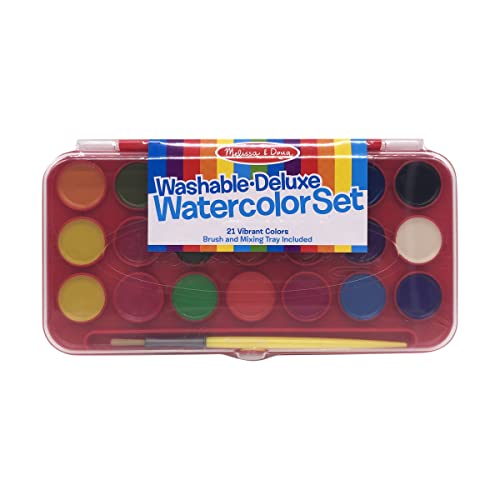 Book Cover Melissa & Doug Deluxe Watercolor Paint Set With 21 Paints and Paintbrush