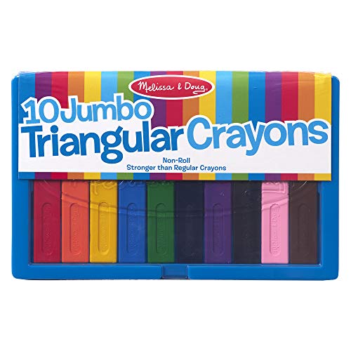 Book Cover Melissa & Doug Jumbo Triangular Crayons - 10-Pack, Non-Roll, Flip-Top Case