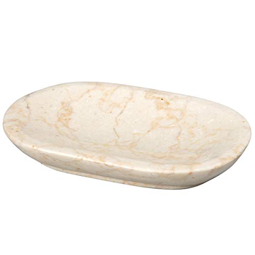 Creative Home Natural Champagne Marble Bar Soap Dish Soap Tray Holder Accessories Tray for Bathroom Vanity Countertop Kitchen Sink, 3.8" x 5.7" x 0.9" H, Beige