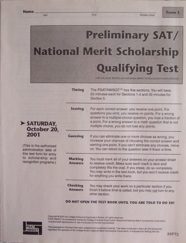PSAT NMSQT Test (Saturday 2001)
