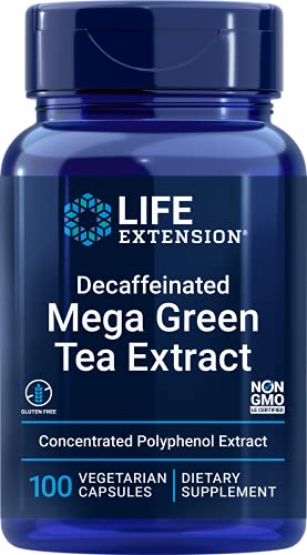 Book Cover Life Extension Mega Green Tea Extract (98% Polyphenols) Decaffeinated - More Polyphenol EGCG Than the Equivalent of Several Cups of Green Tea -Vegetarian, Non-GMO - 100 Veggi Capsules