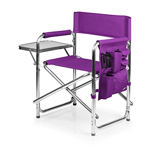 Book Cover ONIVA - a Picnic Time brand - Sports Chair with Side Table, Beach Chair, Camp Chair for Adults, (Purple)
