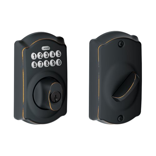 SCHLAGE 09723009827 BE365VCAM716 Camelot Keypad Deadbolt, Aged Bronze