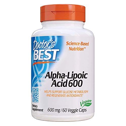 Book Cover Doctor's Best Alpha-Lipoic Acid, Non-GMO, Gluten Free, Vegan, Soy Free, Promotes Healthy Blood Sugar, 600 mg, 60 Veggie Caps