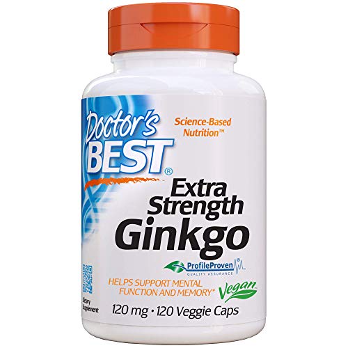 Book Cover Doctor's Best Extra Strength Ginkgo, Non-GMO, Gluten Free, Vegan, Soy Free, Promotes Mental Function and Memory, 120 mg, 120 Count (Pack of 1)