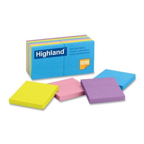 Book Cover Highland Notes, 3 x 3-Inches, Assorted Bright Colors, 12-Pads/Pack