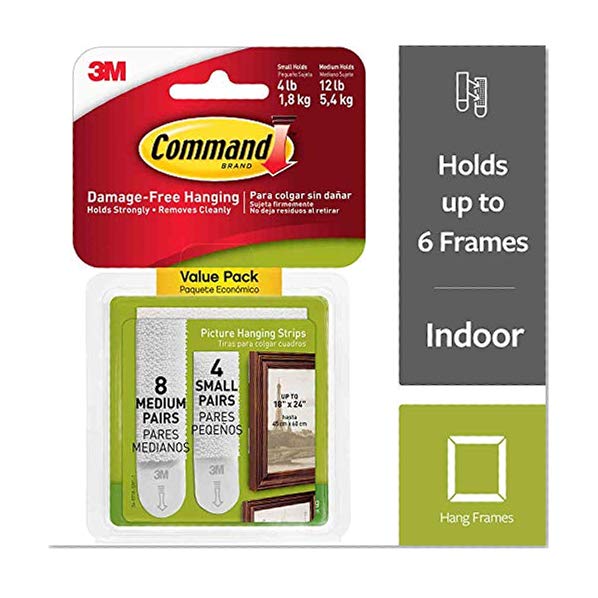 3M 17203 Accroches tableaux avec languettes adhésives Pack 2 en 1 Taille petite (4 paires) / moyenne (8 paires) (Import Royaume Uni)
