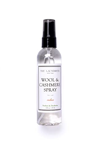 The Laundress New York, Wool Cashmere Spray Scented AllergenFree Fabric Refresher NonToxic Formula Antibacterial Clothing Spray, Clear, Cedar scent, 4 Fl Oz