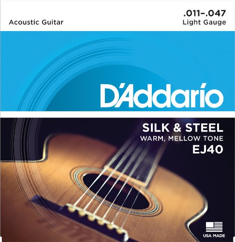 Book Cover D'Addario EJ40 Silk & Steel Folk Guitar Strings, 11-47
