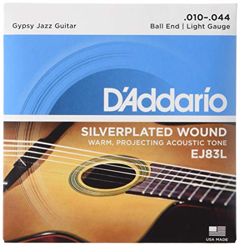 D'Addario EJ83L Gypsy Jazz Acoustic Guitar Strings, Ball End, Light, 10-44