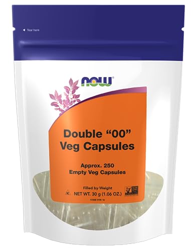 NOW Supplements, Empty Vegetarian Capsules, Double "00", Filled by Weight, Non-GMO Project Verified, 250 Veg Capsules