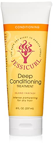 Jessicurl, Deep Conditioning Treatment, Island Fantasy, 8 Fl oz. Deep Conditioner for Dry Damaged Hair, great Anti Frizz Hair Mask and Leave in Conditioner for Curly Hair