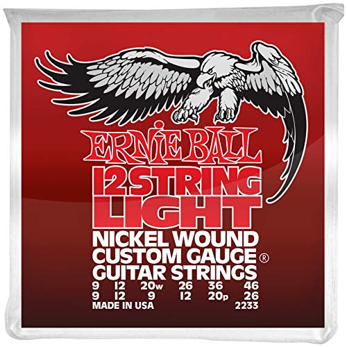 Ernie Ball 12-String Light Nickel Wound Electric Guitar Strings, 9-46 Gauge (P02233)