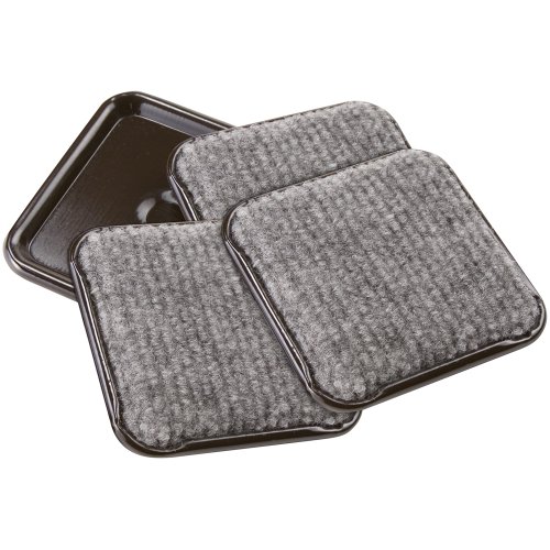 SoftTouch 1 3/4" Square Reusable Carpet Bottom Furniture Caster Cups to Protect Hardwood, Tile or Laminate Floors, Brown/Gray (4 Pack)