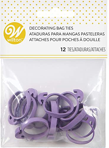 Wilton Icing Bag Ties, Reusable Rubber Icing Bag Ties, Piping Bag Acessories for Cake Decorating, 12-Piece
