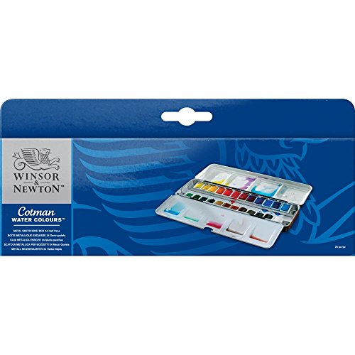 Winsor & Newton - set aquarelle Cotman boite metal 24 demi godets