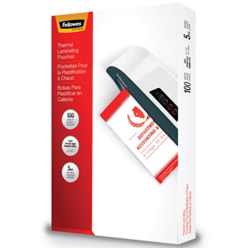 Book Cover Fellowes Laminating Pouches, Thermal, Legal Size, 5 Mil, 100 Pack (52045)