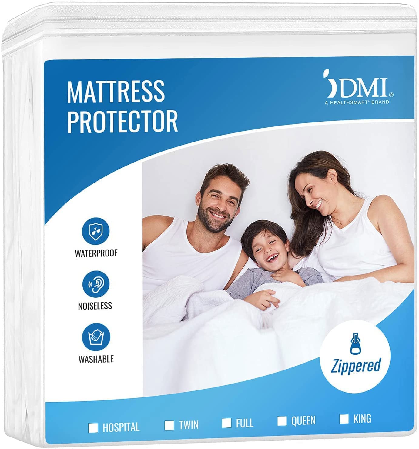 Book Cover DMI Waterproof Mattress Protector and Mattress Cover, Encased Zippered Fit, Twin, Packaging may vary Zippered Twin