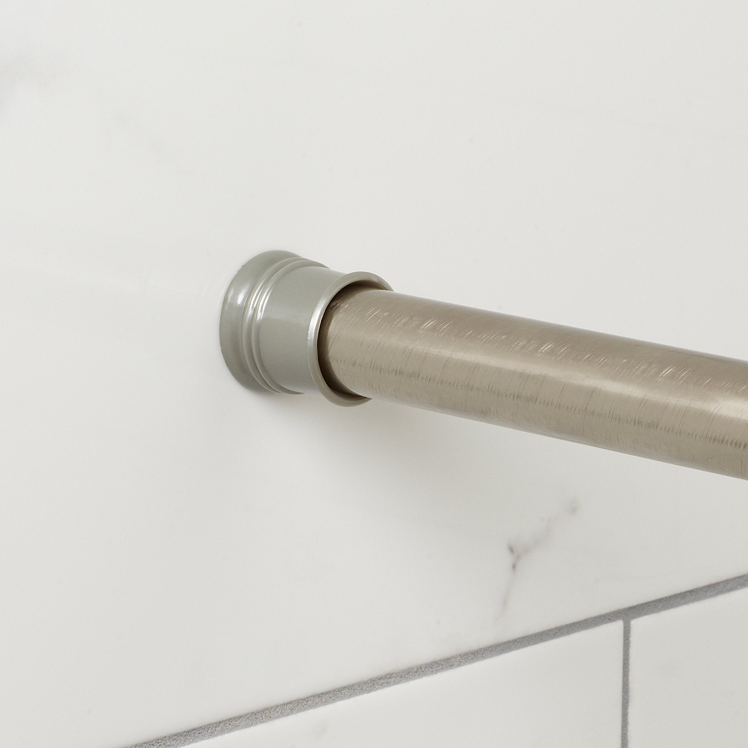 Zenna Home Curtain Adjustable Tension Shower Rod, 44" to 72", Brushed Nickel Brushed Nickel 44" to 72"