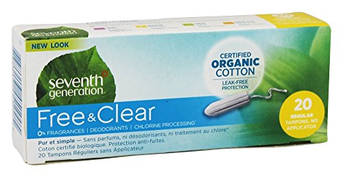 Seventh Generation - Chlorine Free Organic Cotton Tampons - Regular, 20 Tampons