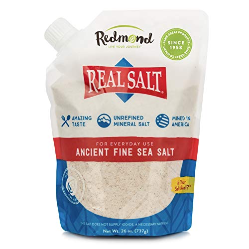 Book Cover REDMOND Real Sea Salt - Natural Unrefined Gluten Free Fine, 26 Ounce Pouch (1 Pack)