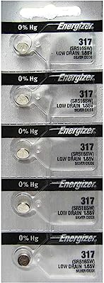 Energizer 317 Button Cell Silver Oxide SR516SW Watch Battery Pack of 5 Batteries