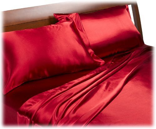 Book Cover Royal Opulence Divatex Home Fashions Satin King Sheet Set, Red