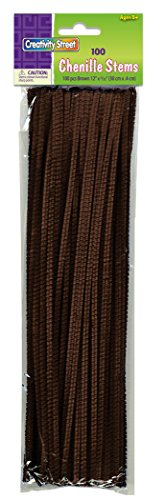 Book Cover Creativity Street Chenille Stems/Pipe Cleaners 12 Inch x 4mm 100-Piece, Brown