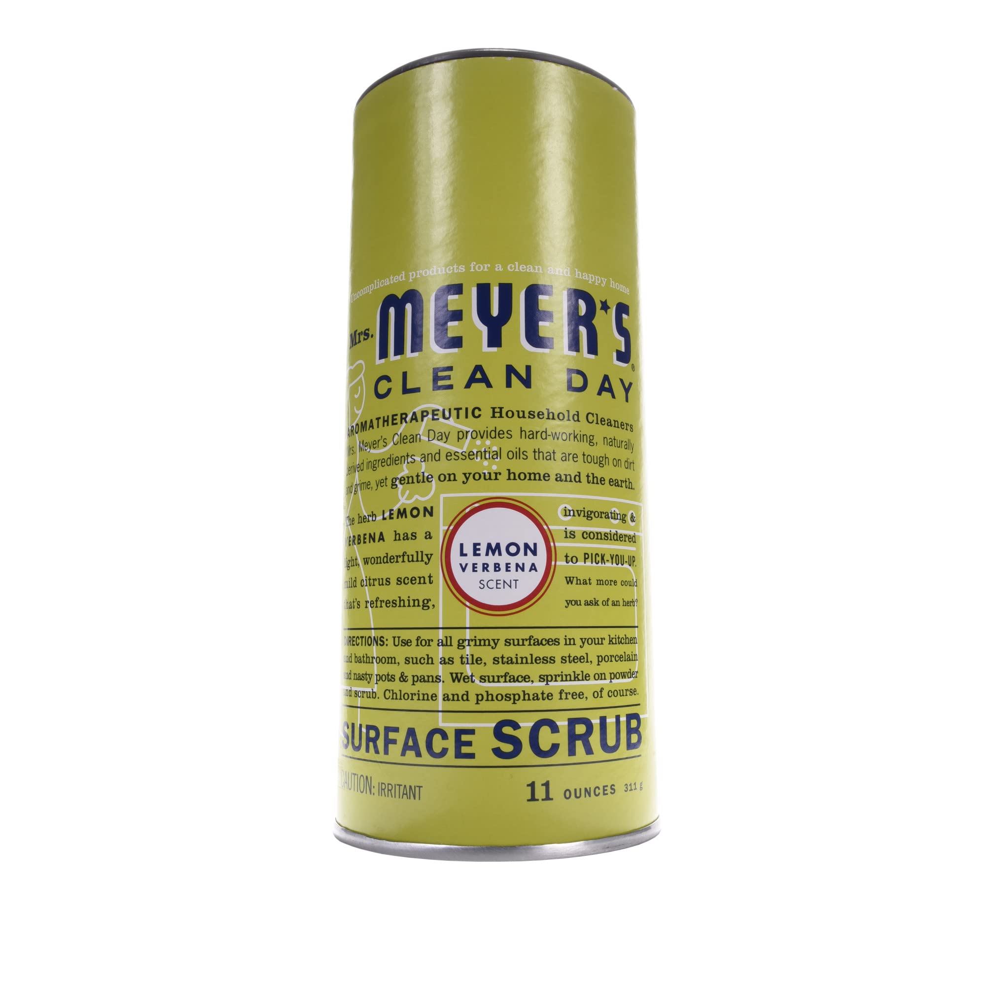 Book Cover Mrs. Meyer's Multi-Surface Scrub, Non-Scratch Powder Cleaner, Removes Grime on Kitchen and Bathroom Surfaces, Lemon Verbena, 11 oz