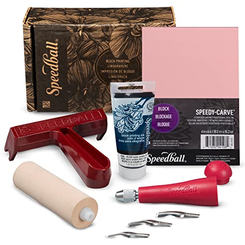 Book Cover Speedball Super Value Block Printing Starter Kit – Includes Ink, Brayer, Lino Handle and Cutters, Speedy-Carve