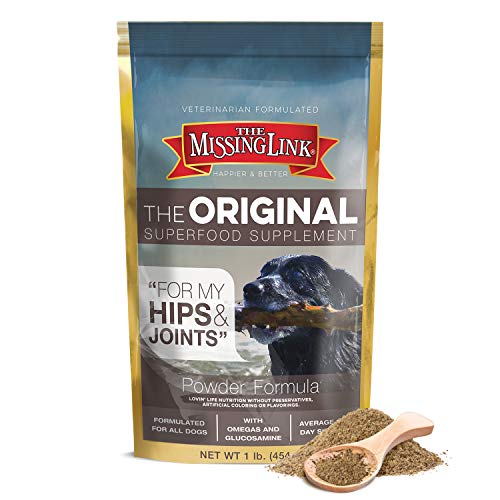 The Missing Link Original All Natural Superfood Dog Supplement, Balanced Omega 3 & 6 Plus Glucosamine to support Mobility and Digestive Health, Hips & Joints Formula, 1 lb Resealable Bag