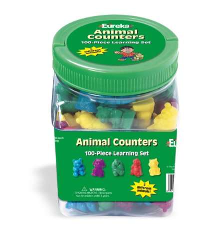 Eureka Classroom Supplies Learn to Count Counting Animals with Storage Tub, 100 pcs