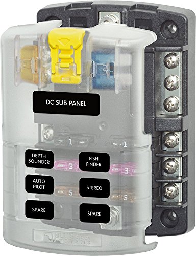 Blue Sea Systems 5025 ST Blade Fuse Block - 6 Circuits with Negative Bus and Cover , 3.32'' x 4.89''