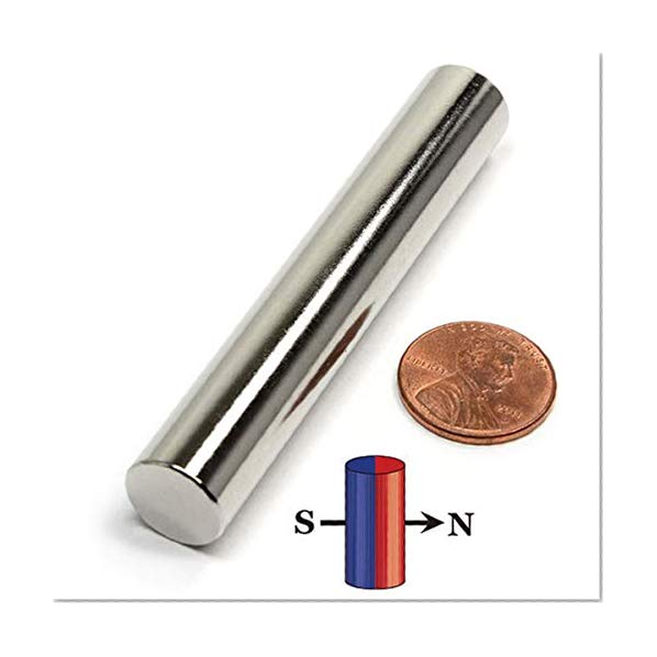 Book Cover CMS Magnetics 1/2x3 inch (12.7mm x 76.2mm) Neodymium Cylinder Magnet, Diametrically Magnetized with Magnetic Poles on the Sides